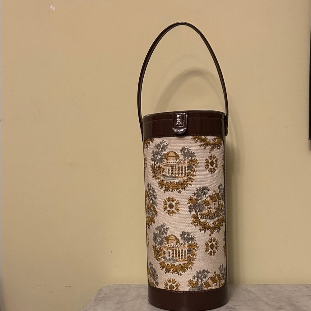 Vintage Tapestry Cylinder Yarn Knitting Carrier Tote Bag